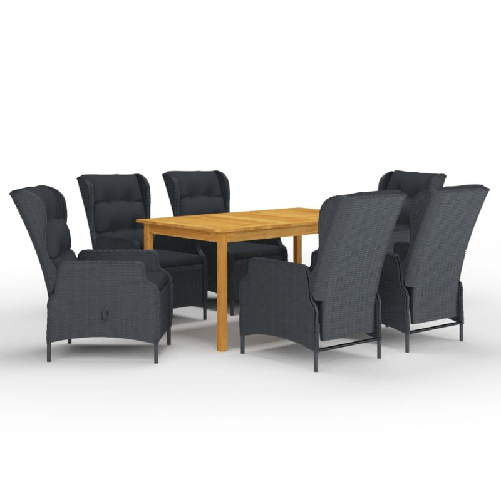 vidaXL Set Mobili da Pranzo per Giardino 7 pz Grigio Scuro