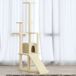 vidaXL Albero per Gatti con Tiragraffi in Sisal Crema 155 cm