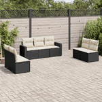 vidaXL Set Divani da Giardino con Cuscini 7pz Nero Polyrattan