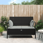 vidaXL Panca da Giardino a 2 Posti con Cuscini in Polyrattan Nero