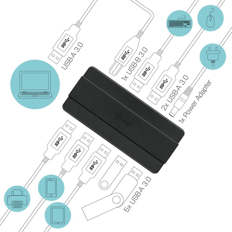 i-tec-U3HUB742-hub-di-interfaccia-USB-3.2-Gen-1--3.1-Gen-1--Type-B-5000-Mbit-s-Nero