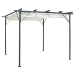 vidaXL Pergola da Giardino Tetto Retrattile Bianco Crema 3x3 m Acciaio