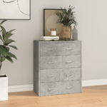 Credenza con 4 Cassetti 60x30,5x71 cm Grigio cemento