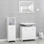 Set Mobili da Bagno 3 pz Bianco Lucido in Truciolato