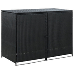 VidaXL Copribidone Doppio per Spazzatura Polyrattan Nero 148x80x111 cm