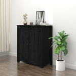 vidaXL Credenza Nera 70x35x80 cm in Legno Massello di Pino