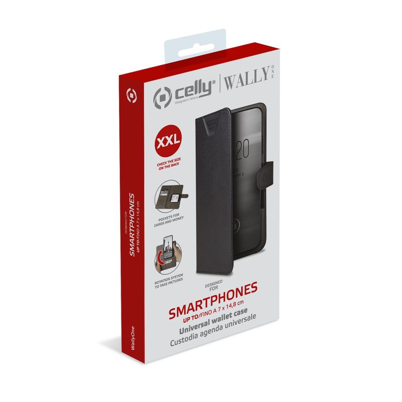 Celly-Wally-One-XXL-custodia-per-cellulare-14-cm--5.5---Custodia-flip-a-libro-Nero