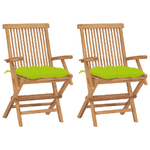 vidaXL Sedie Giardino 2pz con Cuscini Verde Chiaro Legno Massello Teak