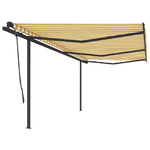 vidaXL Tenda da Sole Retrattile Manuale con Pali 6x3,5 m Gialla Bianca