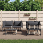 Set Divani da Giardino 5 pz con Cuscini Antracite in Polyrattan