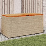 vidaXL Contenitore da Giardino Beige 110x50x54 cm Polyrattan e Acacia