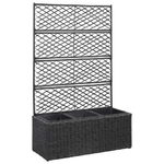 vidaXL Letto Rialzato a Traliccio 3 Vasi 83x30x130 cm Polyrattan Nero