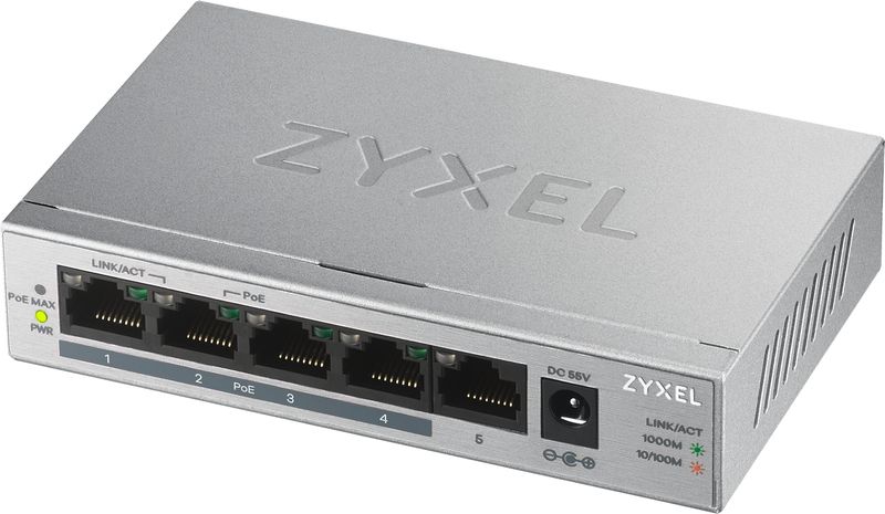 Zyxel-GS1005HP-Non-gestito-Gigabit-Ethernet--10-100-1000--Supporto-Power-over-Ethernet--PoE--Argento