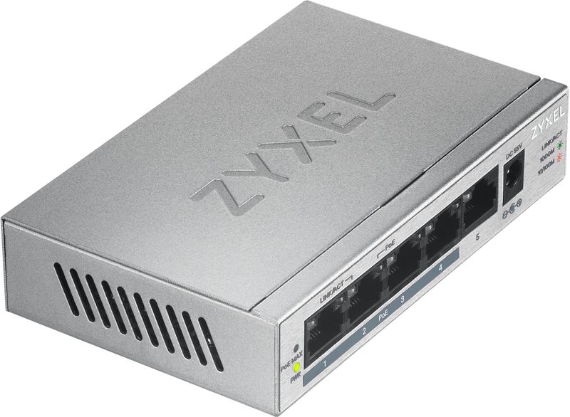Zyxel-GS1005HP-Non-gestito-Gigabit-Ethernet--10-100-1000--Supporto-Power-over-Ethernet--PoE--Argento