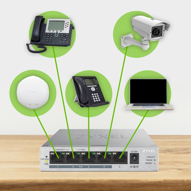Zyxel-GS1005HP-Non-gestito-Gigabit-Ethernet--10-100-1000--Supporto-Power-over-Ethernet--PoE--Argento