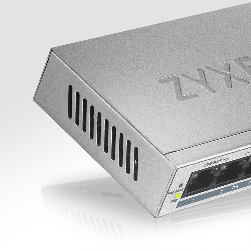 Zyxel-GS1005HP-Non-gestito-Gigabit-Ethernet--10-100-1000--Supporto-Power-over-Ethernet--PoE--Argento