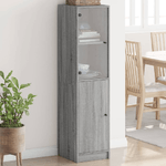 vidaXL Credenza con Anta in Vetro Grigio Sonoma 35x37x142 cm