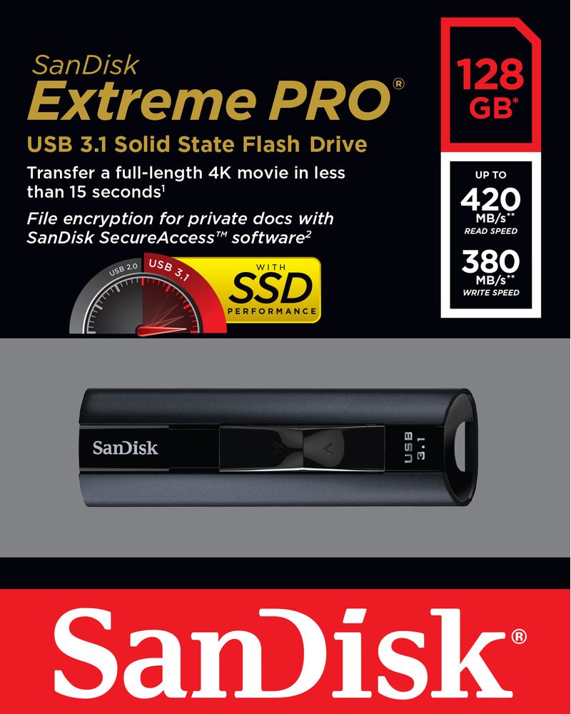 SanDisk-Extreme-Pro-unita-flash-USB-128-GB-USB-tipo-A-3.2-Gen-1--3.1-Gen-1--Nero