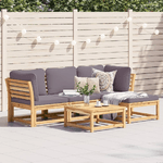 vidaXL Set Salotto da Giardino 5 pz con Cuscini Legno Massello Acacia