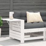 vidaXL Divano Giardino Senza Braccioli con Cuscino Bianco Legno Pino