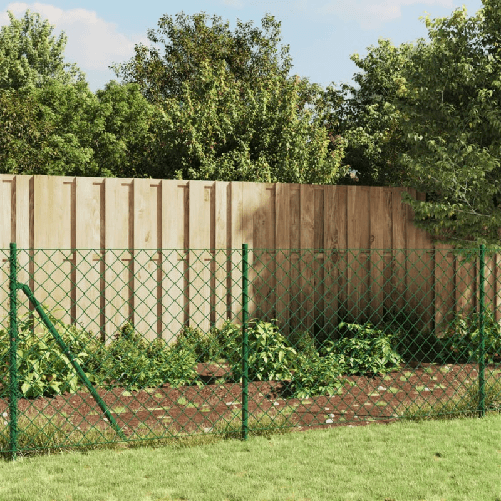 vidaXL Recinzione a Rete con Flangia Verde 1x25 m