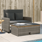 vidaXL Divano Giardino con Cuscini 2 Posti Grigio in Polyrattan Acacia