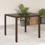 vidaXL Tavolo da Giardino Piano in Vetro Marrone 90x90x75cm Polyrattan