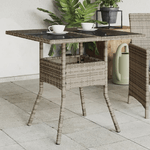 vidaXL Tavolo da Giardino Piano in Vetro Grigio 80x80x75 cm Polyrattan