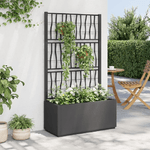 vidaXL Fioriera da Giardino con Traliccio Grigio Scuro 80x36x140 cm PP