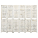 vidaXL Divisorio 6 Pannelli Bianco Antico 215x166 cm in Legno Massello