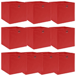 vidaXL Scatole Portaoggetti 10pz Rosse 32x32x32 cm Tessuto