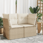 vidaXL Divano da Giardino con Cuscini a 2 Posti Beige in Polyrattan