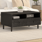 vidaXL Tavolino da Salotto Nero 80x54x40 cm in Legno Massello di Mango