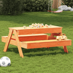 vidaXL Tavolo Picnic con Sabbiera Bambini Marrone Legno Massello Pino