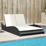 vidaXL Lettino Prendisole con Cuscini Nero 114x205x73 cm in Polyrattan