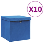 vidaXL Contenitori con Coperchi 10 pz 28x28x28 cm Blu