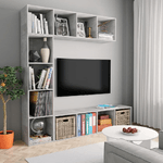 vidaXL Set Mobili Libreria/Porta TV 3 pz Grigio Cemento 180x30x180 cm