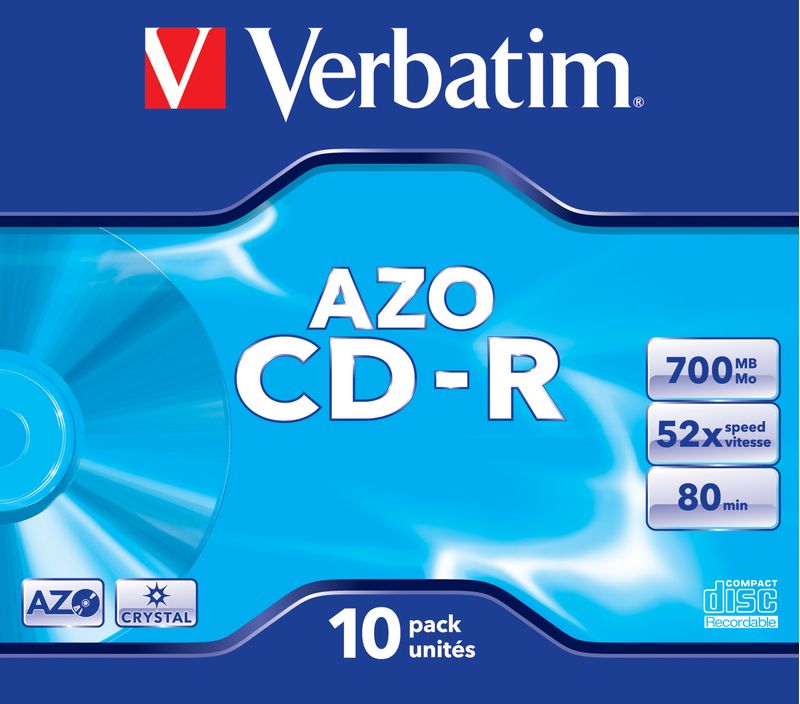 Verbatim-CD-R-AZO-Crystal-700-MB-10-pz