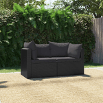 vidaXL Set Divani da Giardino 2 pz con Cuscini in Polyrattan Nero