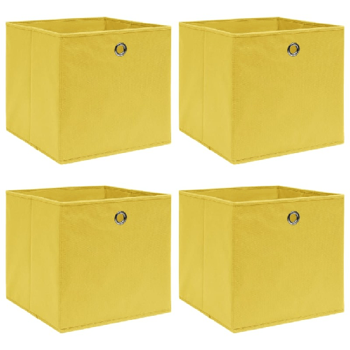 Scatole Portaoggetti 4pz Gialle 32x32x32 cm Tessuto