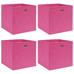 vidaXL Scatole Portaoggetti con Coperchi 4pz Rosa 32x32x32 cm Tessuto