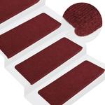 vidaXL Tappetini Autoadesivi per Scale 15 pz 65x24,5x3,5 cm Rosso