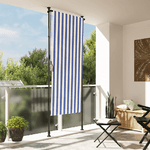 vidaXL Tenda a Rullo Esterno Blu e Bianca 100x270cm Tessuto e Acciaio