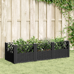 vidaXL Fioriera da Giardino con Picchetti Nera 123,5x43,5x43,5 cm PP