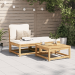 vidaXL Set Mobili da Giardino 3pz con Cuscini Legno Massello di Acacia