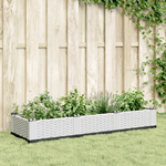 vidaXL Fioriera da Giardino con Picchetti Bianca 125x40x28,5 cm PP