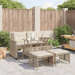 vidaXL Set Divano da Giardino 4 pz con Cuscini Beige Polyrattan Vetro