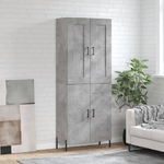 vidaXL Credenza Grigio Cemento 69,5x34x180 cm in Legno ingegnerizzato