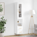 vidaXL Credenza 34,5x34x180 cm in Legno ingegnerizzato Bianco Lucido