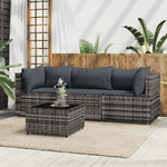 vidaXL Set Divani da Giardino 4 pz con Cuscini in Polyrattan Grigio